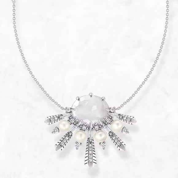 NWOT Winter Sun Rays Necklace, crystal quartz and pearls, Sterling silver - Picture 7 of 17